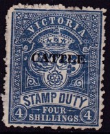 Australia Stamp Duty Cattle Ovpt 4/- Used - Fiscale Zegels