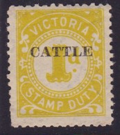 Australia Stamp Duty Cattle Ovpt 1d Mint Full Gum - Fiscale Zegels