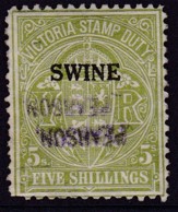 Australia Stamp Duty Swine 5/- Used - Fiscale Zegels