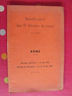 Béatification Des 19 Martyrs De Laval à Rome 1955. 1942. Mayenne - Pays De Loire