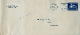 1936 ESTADOS UNIDOS , SOB. ENTERO POSTAL  , NEW YORK - BASEL , POR  " S.S. MAJESTIC " - 1921-40