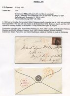 INNELLAN 'SCOTS LOCAL' 1857 Sept 16th Envelope (faults At Top) With 1d Red 'Stars' Tied Both By Grey Boxed 'INNELLAN' Ty - Autres & Non Classés