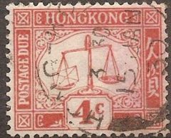 Hong Kong 1924 Posstage Due 4 Cents Red Cancelled - Impuestos