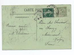 1912 - MIXTE TP MONACO & SEMEUSE Avec OBLITERATION De NICE (ALPES MARITIMES) Pour MIRECOURT (VOSGES) - Briefe U. Dokumente