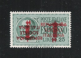 ITALIA R.S.I. - 1944: ESPRESSO - Valore Nuovo Stl Da L.1,25 Con  Doppia Soprastampa NON GARANTITA- In Ottime Condizioni. - Ortsausgaben/Autonome A.