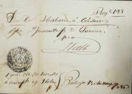 L) 1856 CUBA-CARIBE, REGISTRATION OF BOARDING WITH OFFICIAL WEDGE FROM HABANA TO CARDENAS, MARK IN NEGATIVE CUSTOMS OF - Lettres & Documents