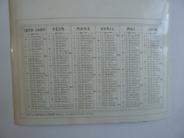 ALMANACH 1870  CALENDRIER SEMESTRIEL  NON DECOUPE   Imprimeur Mayoux Et Hon0ré - Formato Piccolo : ...-1900