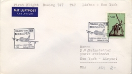 1972 PORTUGAL  , PRIMER VUELO / FIRST FLIGHT , TAP , LISBOA - NEW YORK - Brieven En Documenten