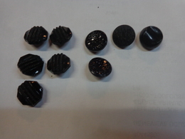 Lot De 9 Boutons En Verre  Noir - Knoppen