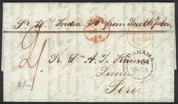 GREAT BRITAIN: Entire Letter Sent From Liverpool To Lima On 1/NO/1864, With Manuscrip "2/" Due Mark, "PAID LIVERPOOL" In - Other & Unclassified