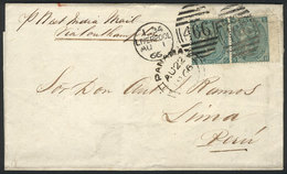 GREAT BRITAIN: Entire Letter Sent From Liverpool To Lima On 1/AU/1866 Franked With Pair Sc.48 And Duplex Cancel "466", W - Other & Unclassified