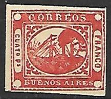 BUENOS AIRES   -    1858 .  Y&T N° 3 (*) .  Bateau à Vapeur. - Buenos Aires (1858-1864)