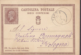 Italy Postal Stationery Ganzsache Entier 10 Cmi Victor Emanuel II. SIENA 1874 BOLOGNA (2 Scans) - Postwaardestukken