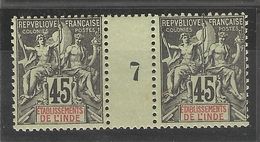 Inde - Etabl.de L'Inde (1907) 45c Millésimes N°24 (neuf ) - Ungebraucht