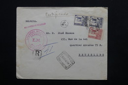 ESPAGNE - Enveloppe En Recommandé De San Sebastian Pour Bruxelles En 1938 Avec Censure Militaire - L 24773 - Marques De Censures Républicaines