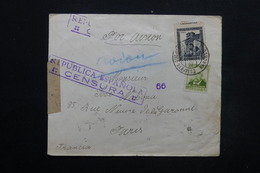 ESPAGNE - Enveloppe De Barcelone Pour Paris En 1938, Cachets De Censure , Bandes De Contrôle Postal - L 24907 - Marques De Censures Républicaines