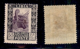 COLONIE - LIBIA - 1925 - 55 Cent Pittorica (52b Varietà F-Torino) Con Centro Spostato - Gomma Integra - Cert. AG - Otros & Sin Clasificación