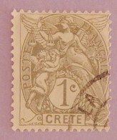 CRETE BUREAU FRANCAIS YT 1 OBLITERE  ANNEE 1902/1903 - Gebraucht