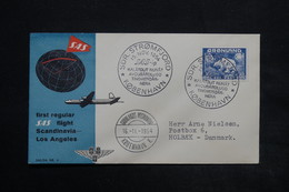 GROENLAND - Enveloppe 1 Er Vol Scandinavia / Los Angeles En 1954 , Affranchissement Plaisant - L 25053 - Storia Postale