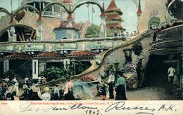 Amérique Du Nord Etats Unis NY NEW YORK Coney Island  Luna Park Carte Rehaussée De Paillettes Brillantes Helter Skelter - Brooklyn