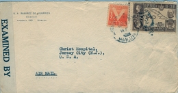 CUBA , SOBRE CIRCULADO , HABANA - JERSEY , CORREO AÉREO , BANDA DE CIERRE DE CENSURA , FR. CENTENARIO SELLO POSTAL - Lettres & Documents