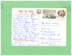 AUSTRALIA 1987 AIR MAIL POSTCARD WITH 2 STAMPS TO SWISS - Storia Postale