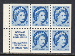 Canada 1954 Mint No Hinge, Booklet Pane, Sc# 341a, SG - Pages De Carnets