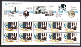 Canada 1995 UN 50th Anniversary Minisheet, Sc# ,SG - Blocks & Sheetlets