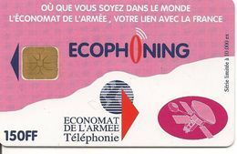 CARTE-PUCE-MILITAIRE- ECOPHONING-SFOR 6-150FF-V° SATELLITE-ROSE-10000ex-TBE - -  Schede Ad Uso Militare