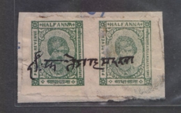 India  Kishangarh  SG 73ab  1/2A  Imperf Pair  Revenue Used  # 17078    FD  Inde Indien - Kishengarh