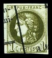 O N°39Cc, 1c Olive-bronze Oblitération Typographique Des Journaux. TTB  Qualité: O - 1870 Emission De Bordeaux