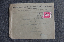 Timbre Sur Lettre Commerciale - PARIS, Manufacture Parisienne De Costumes D'Enfants.43 Rue Barrault. - 1900 – 1949