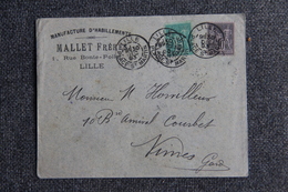 Timbres Sur Lettre Publicitaire - LILLE : MALLET Frères, Manufacture D'Habillements - Textile & Vestimentaire