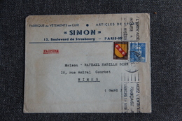 Timbres Sur Lettre Publicitaire - PARIS, "SIMON", Fabrique De Vêtements De Cuir. - Textile & Clothing