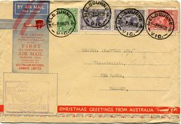 AUSTRALIE LETTRE PAR AVIO...FIRST ALL AUSTRALIAN AIR MAIL SERVICE 1931.... DEPART MELBOURNE 6 PISN031 POUR LES PAYS-BAS - Lettres & Documents