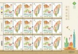2016 Taiwan The Treasure Island Stamps Sheet Butterfly Mount Lake Taipei 101 Dragon Boat Sky Lantern - Water