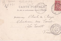 Timbre MOUCHON  10 C. Rouge SEUL S/ Cpa ROUTE DE LA GRANDE CHARTREUSE. Le Pont St Bruno - Lettres & Documents