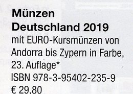Deutschland+EURO Münzen MICHEL 2019 Neu 30€ Ab 1871 DR 3.Reich BRD DDR Numismatik Coins Catalogue 978-3-95402-235-9 - Collections