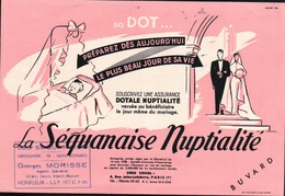 Ancien BUVARD Illustré ASSURANCE DOTALE NUPTIALITE , Tampon GEORGES MORISSE à HONFLEUR - A