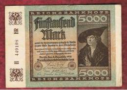 ALEMANIA - GERMANY - 5000 Mark 1922 EBC  P-81 - Imperial Debt Administration