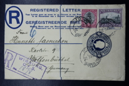 South Africa: Registered Cover WINBURG -> Germany  R6 B 152 * 95 Mm Uprated - Covers & Documents