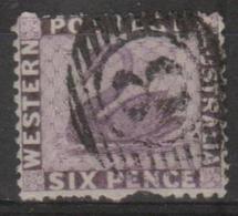 WESTERN AUSTRALIA - 1865 6d Swan. Nick At Base. Scott 33. Used - Gebruikt