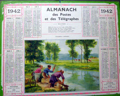 CALENDRIER 1942 DE LA POSTE  P T  T  LAVANDIERES MATINALES BEL ETAT - Altri & Non Classificati