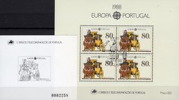 EUROPA Transport 1988 Portugal Block 57+SD-Bl.4 ** 37€ Pferdekutsche Hoja Blocs Cars M/s Horses Black Sheet Bf CEPT - Unused Stamps