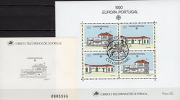 EUROPA Postamt 1990 Portugal Block 71+SD-Bl.6 ** 35€ Pferdekutschen-Station Hoja Blocs Cars M/s Black Sheet Bf CEPT - Nuovi