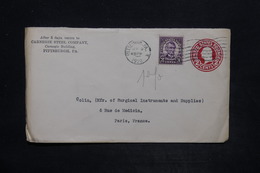 ETATS UNIS - Entier Postal Commerciale + Complément Perforé De Pittsburgh Pour La France En 1929 - L 25957 - 1921-40
