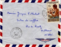 POLYNESIE FRANCAISE Poste Aérienne  1 (o) Graveur Sur Nacre Artisanat Cachet Papeete Tahiti 13 Décembre 1962 - Cartas & Documentos