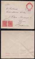 Brazil Brasil 1919 EN 68 100R Stationery Envelope Uprated AMBULANTE MARTIMO SAO PAULO To LYON France - Entiers Postaux