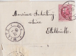 C Lettre Avec N°59 Obl. Wiltz Le 22/1/95 Pour Ettelbruck - 1891 Adolphe Frontansicht