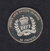 AÑO 1977. 25 CROWNS PLATA ISABEL II - Turks & Caicos (Inseln)